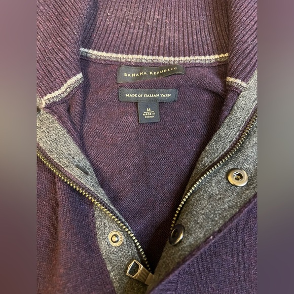 Banana Republic Merino Wool Italian Yarn Mock Neck Purple Sweater Size Medium - Picture 2 of 5